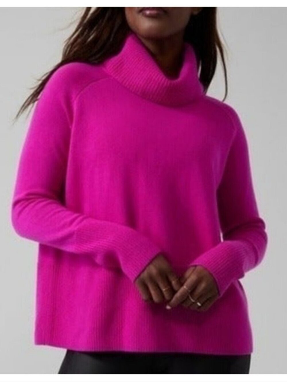 ATHLETA | Aspen Wool Cashmere Turtleneck Sweater fuchsia Pink Sz XS
